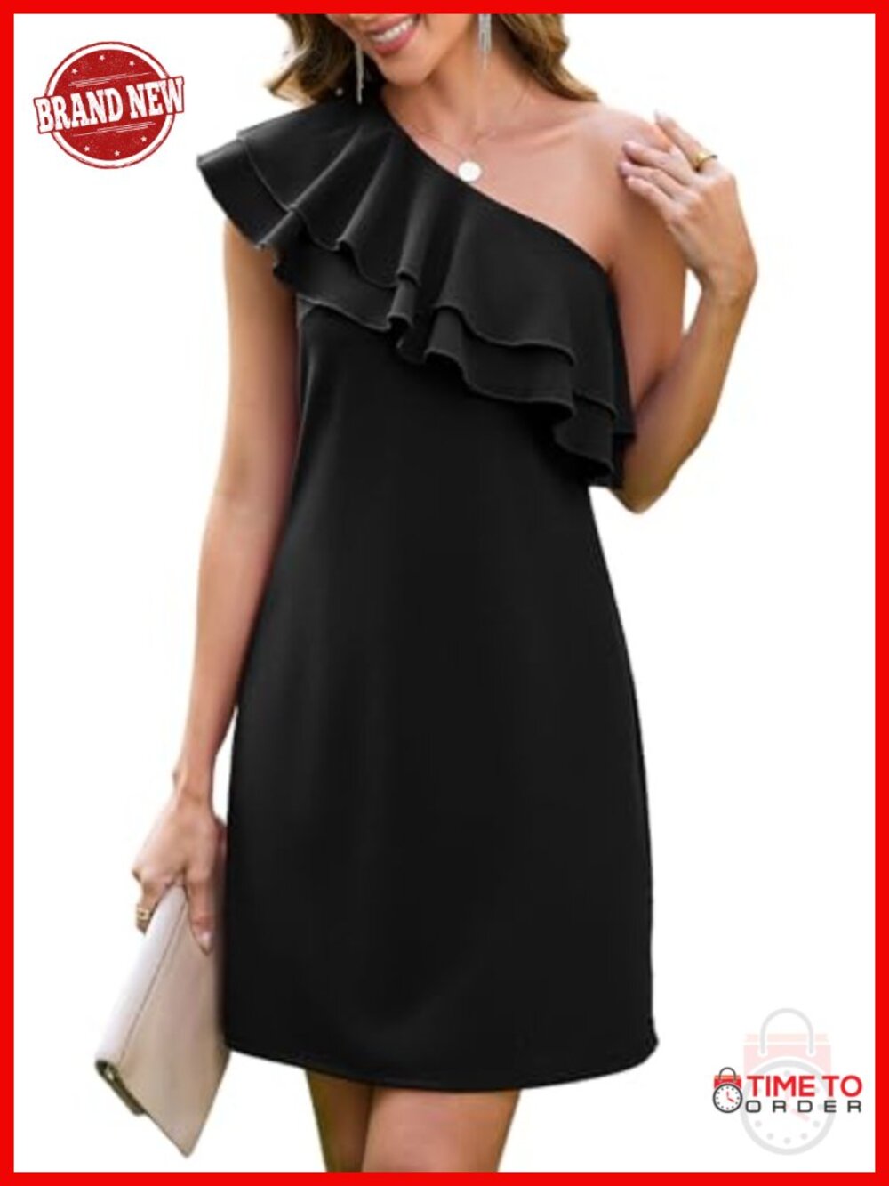 Women's Ruffle One Shoulder Mini A-Line Cocktail Party Dress
